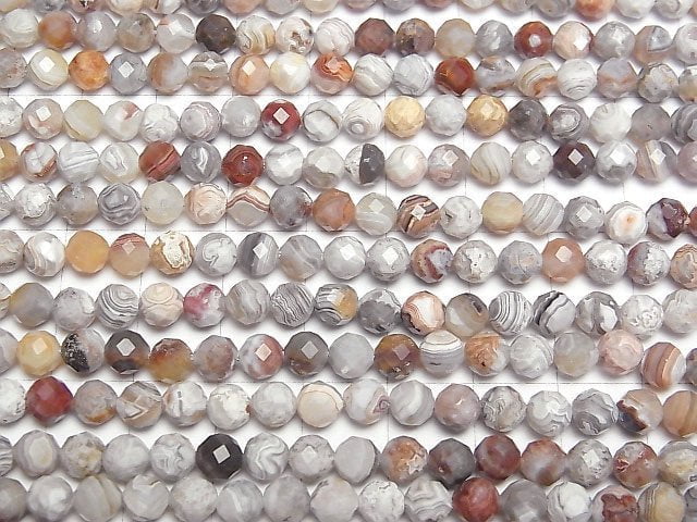 [Video] High Quality! Laguna Lace Agate Faceted Round 5mm 1strand beads (aprx.15inch/37cm)