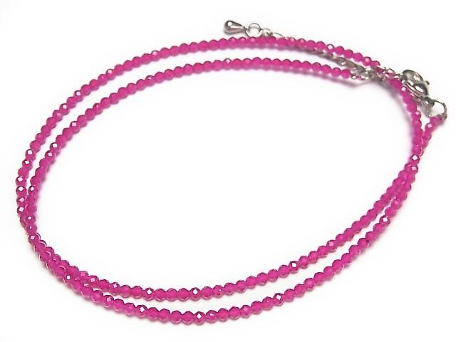 [Video] High Quality! Synthetic Ruby AAA Faceted Round 2mm Necklace