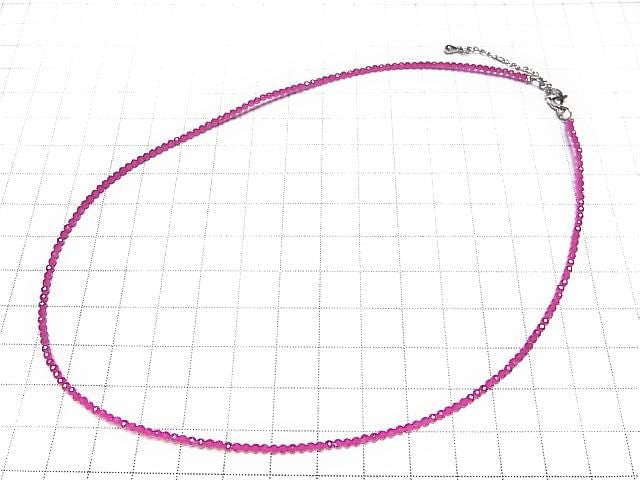 [Video] High Quality! Synthetic Ruby AAA Faceted Round 2mm Necklace