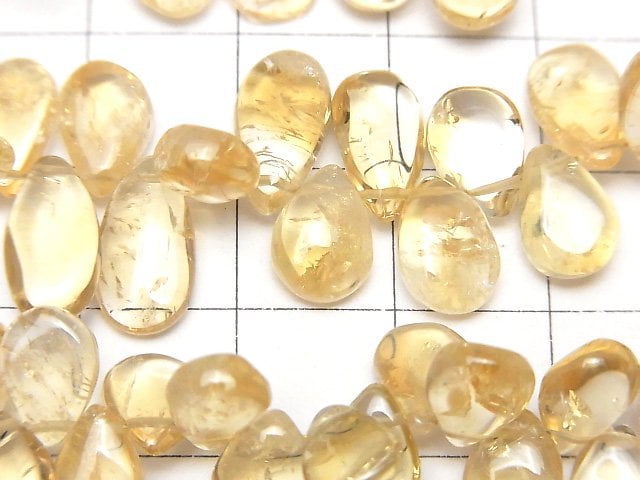 [Video] High Quality Citrine AA++ Pear shape (Smooth) [Light color] 1strand beads (aprx.14inch/34cm)