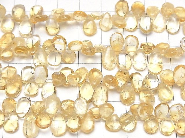 [Video] High Quality Citrine AA++ Pear shape (Smooth) [Light color] 1strand beads (aprx.14inch/34cm)