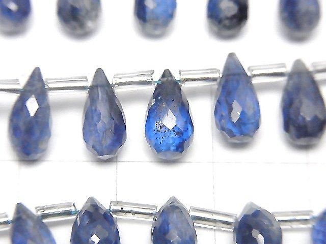 藍晶石 AA++ 水滴刻面切角橢圓 半串或一串珠子 (約6英吋/16公分)
