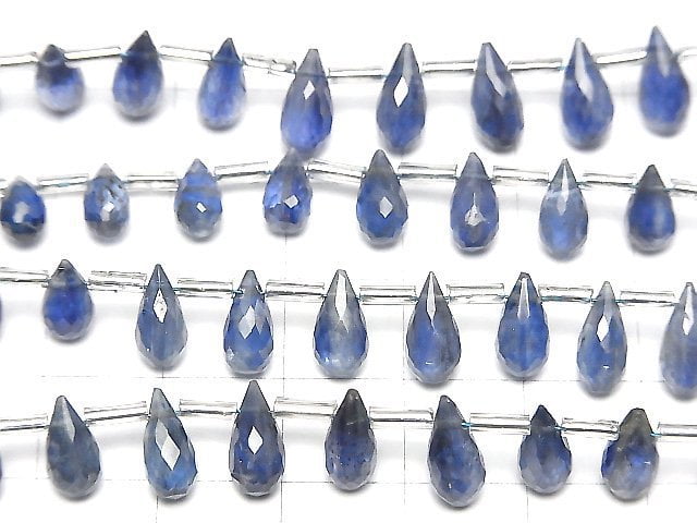 [Video]High Quality Kyanite AA++ Drop Faceted Briolette half or 1strand beads (aprx.6inch/16cm)