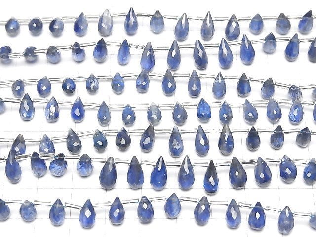 [Video]High Quality Kyanite AA++ Drop Faceted Briolette half or 1strand beads (aprx.6inch/16cm)