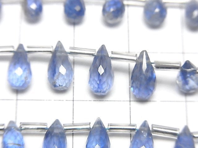 [Video]High Quality Kyanite AA++ Drop Faceted Briolette [Light color] half or 1strand beads (aprx.6inch/16cm)