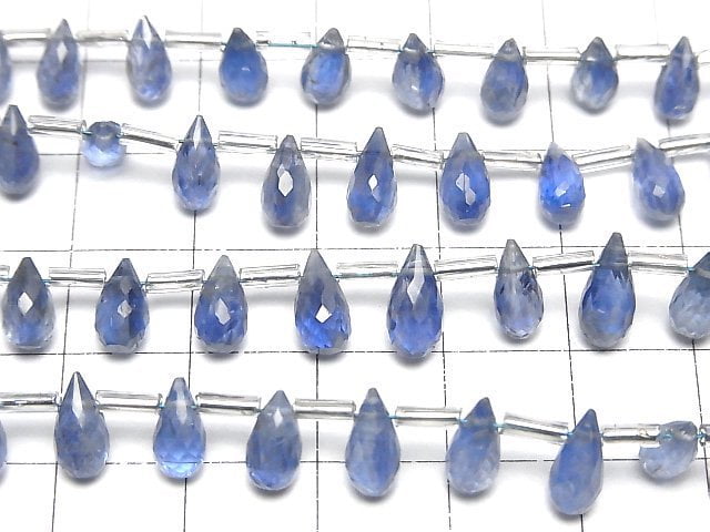 [Video]High Quality Kyanite AA++ Drop Faceted Briolette [Light color] half or 1strand beads (aprx.6inch/16cm)