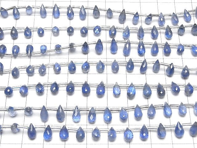 [Video]High Quality Kyanite AA++ Drop Faceted Briolette [Light color] half or 1strand beads (aprx.6inch/16cm)