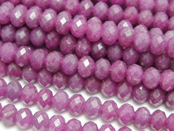 [Video] High Quality! Ruby AAA- Faceted Button Roundel 6x6x4mm half or 1strand beads (aprx.15inch/37cm)