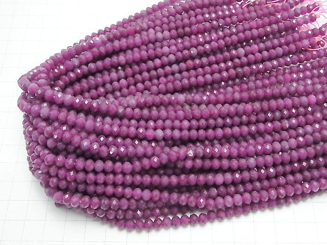 [Video] High Quality! Ruby AAA- Faceted Button Roundel 6x6x4mm half or 1strand beads (aprx.15inch/37cm)