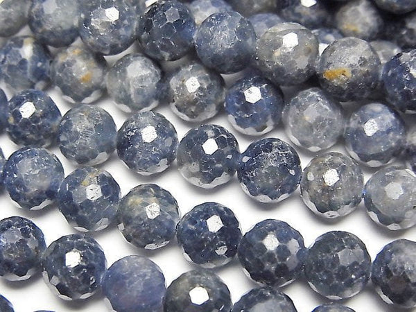 [Video] High Quality! Sri Lanka Sapphire AA++ 128Faceted Round 7mm half or 1strand beads (aprx.14inch/35cm)