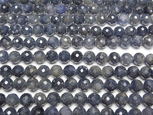 [Video] High Quality! Sri Lanka Sapphire AA++ 128Faceted Round 7mm half or 1strand beads (aprx.14inch/35cm)