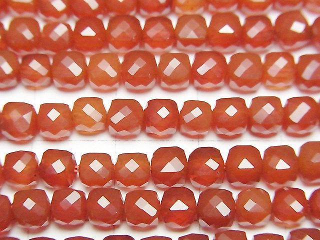 [Video] High Quality! Red Agate AAA Cube Shape 4x4x4mm 1strand beads (aprx.15inch/37cm)