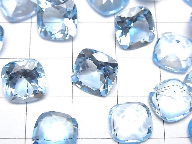 [Video]High Quality Sky Blue Topaz AAA- Loose stone Square Faceted 10x10mm 1pc