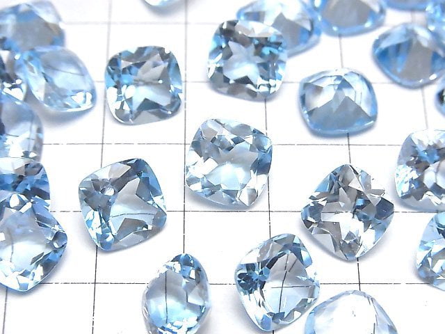 [Video]High Quality Sky Blue Topaz AAA- Loose stone Square Faceted 10x10mm 1pc