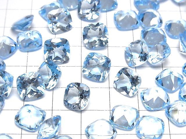 [Video]High Quality Sky Blue Topaz AAA- Loose stone Square Faceted 10x10mm 1pc