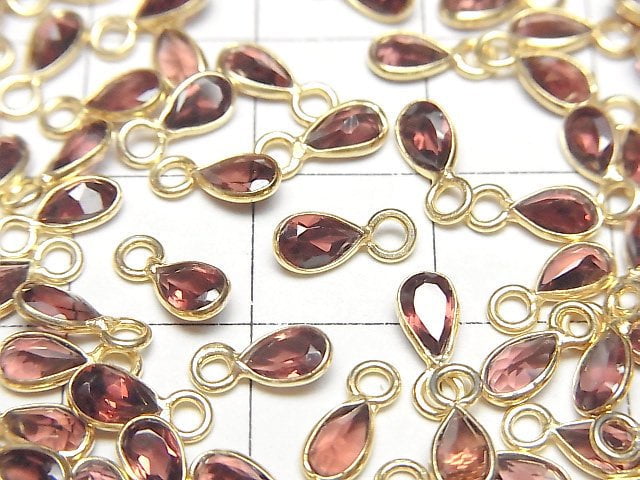 [Video]High Quality Mozambique Garnet AAA- Bezel Setting Pear shape Faceted 6x3.5mm 18KGP 5pcs