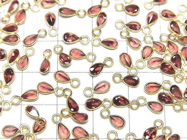 [Video]High Quality Mozambique Garnet AAA- Bezel Setting Pear shape Faceted 6x3.5mm 18KGP 5pcs