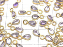 [Video]High Quality Amethyst AA++ Bezel Setting Pear shape Faceted 6x3.5mm 18KGP 5pcs