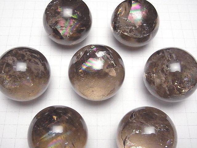 [Video] Smoky Iris Quartz (Rainbow Smoky Quartz)AA++ Sphere, Round 40-42mm 1pc