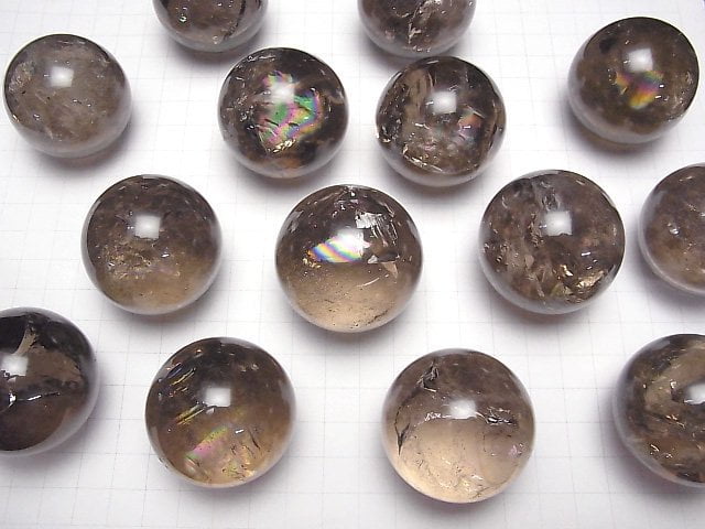 [Video] Smoky Iris Quartz (Rainbow Smoky Quartz)AA++ Sphere, Round 40-42mm 1pc