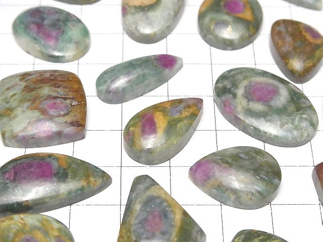 [Video] Ruby in Fuchsite Mixed Shape Cabochon 3pcs