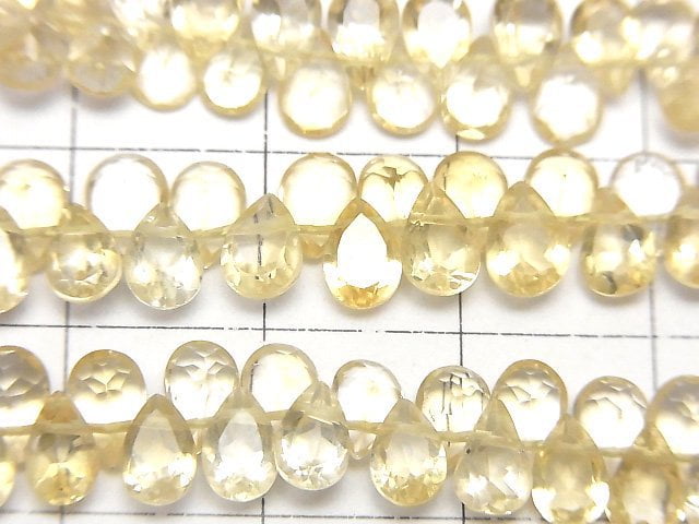 [Video]High Quality Citrine AAA- Pear shape Faceted 1strand beads (aprx.6inch/16cm)