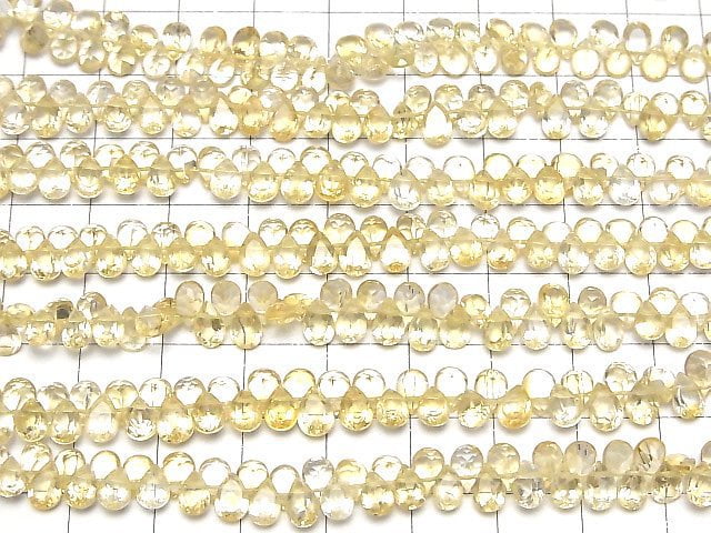 [Video]High Quality Citrine AAA- Pear shape Faceted 1strand beads (aprx.6inch/16cm)