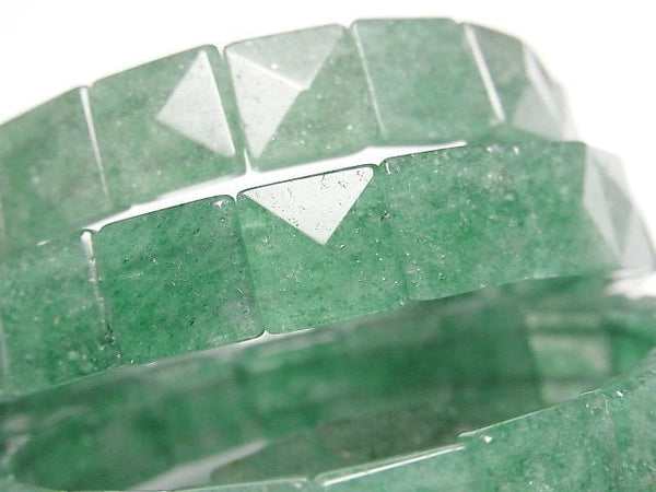 [Video] Green Aventurine Two Hole Faceted Square 10x10x5mm Bracelet
