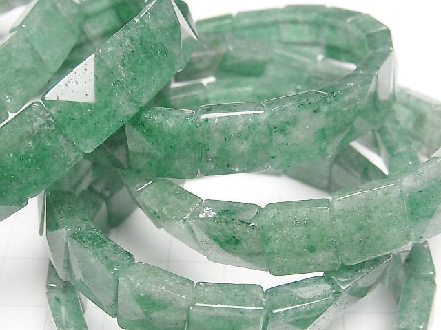 [Video] Green Aventurine Two Hole Faceted Square 10x10x5mm Bracelet