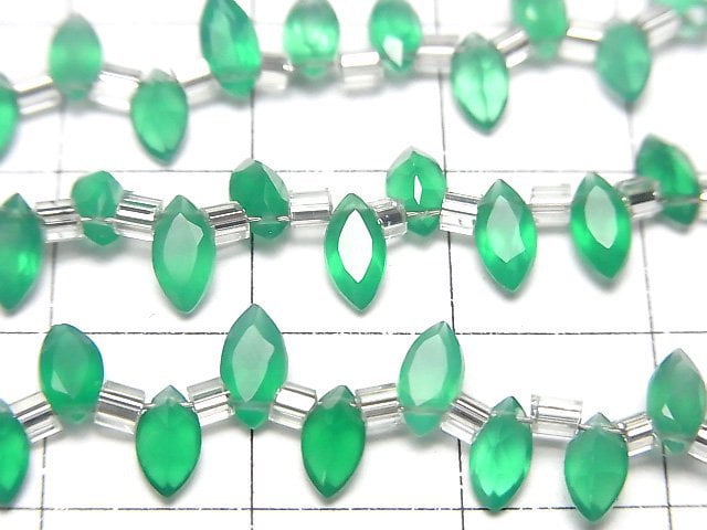 [Video]High Quality Green Onyx AAA Marquise Faceted 6x3mm 1strand (18pcs )