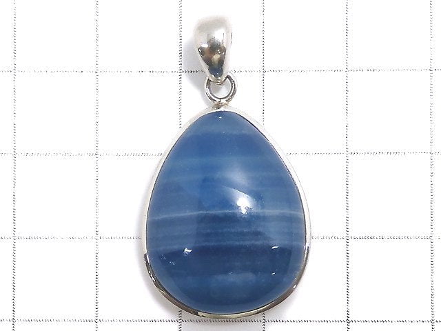 [Video][One of a kind] Natural Blue Calcite AAA Pendant Silver925 NO.28