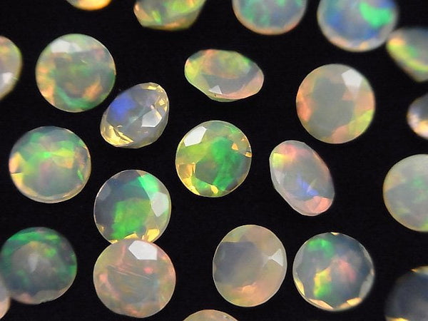 [Video]High Quality Ethiopian Opal AAA Loose stone Round Faceted 7x7mm 2pcs