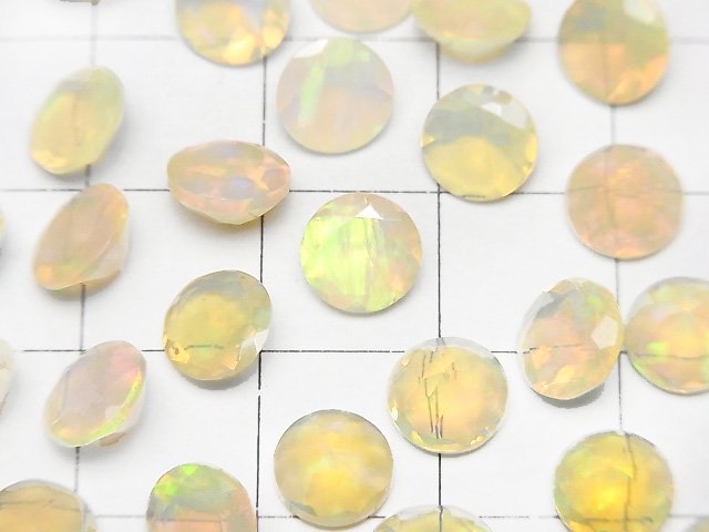 [Video]High Quality Ethiopian Opal AAA Loose stone Round Faceted 7x7mm 2pcs