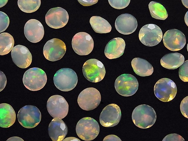 [Video]High Quality Ethiopian Opal AAA Loose stone Round Faceted 7x7mm 2pcs