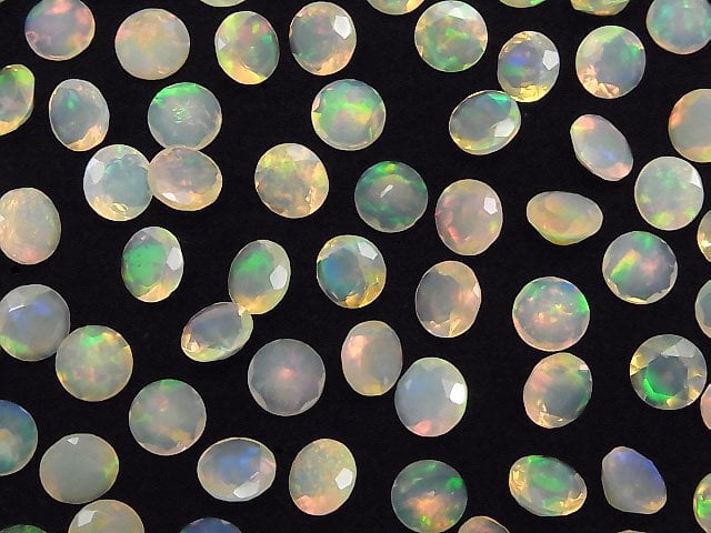 [Video]High Quality Ethiopian Opal AAA Loose stone Round Faceted 7x7mm 2pcs