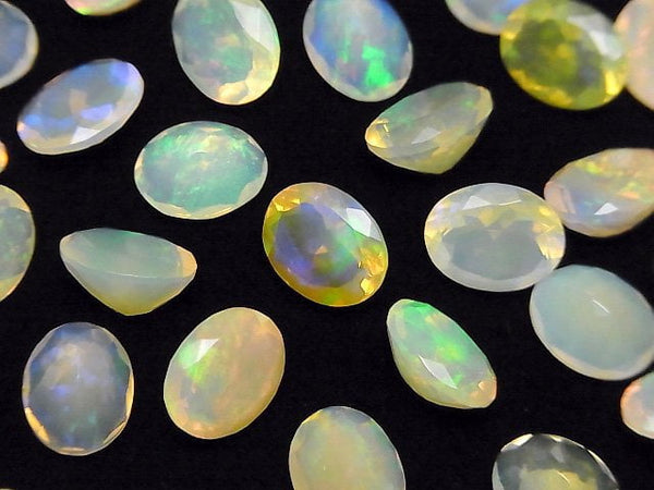 [Video]High Quality Ethiopian Opal AAA Loose stone Oval Faceted 10x8mm 2pcs