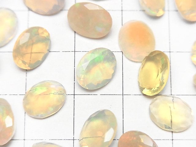 [Video]High Quality Ethiopian Opal AAA Loose stone Oval Faceted 10x8mm 2pcs