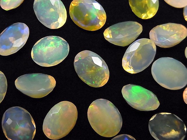 [Video]High Quality Ethiopian Opal AAA Loose stone Oval Faceted 10x8mm 2pcs