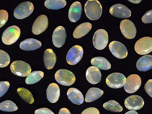 [Video]High Quality Ethiopian Opal AAA Loose stone Oval Faceted 10x8mm 2pcs