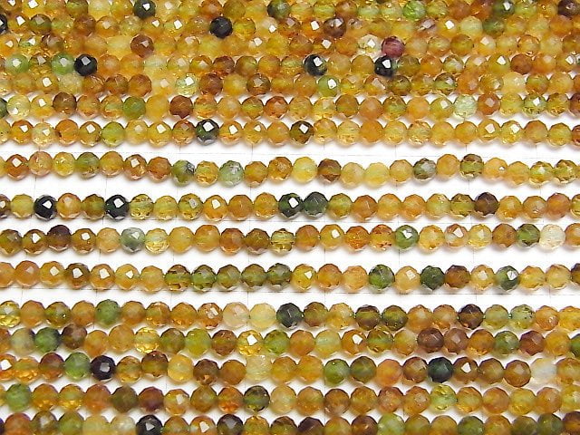 [Video] High Quality! Brown-Green Tourmaline AA++ Faceted Round 3.5mm 1strand beads (aprx.15inch/37cm)