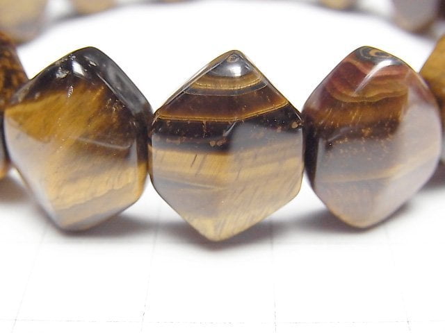 [Video] Yellow Tiger's Eye AA++ 2 Hole Hexagon Cut 16x13x8mm Bracelet