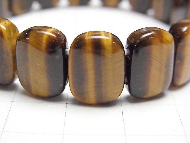 [Video] Yellow Tiger's Eye AAA- 2 Hole Oval 13x10x5mm Bracelet