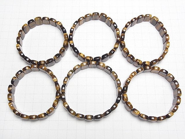 [Video] Yellow Tiger's Eye AAA- 2 Hole Oval 13x10x5mm Bracelet