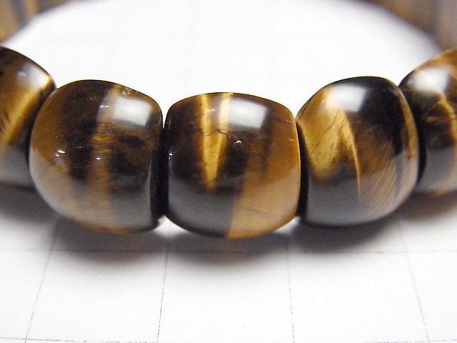 [Video] Yellow Tiger's Eye AAA- 2 Hole Oval 14x10x6mm Bracelet