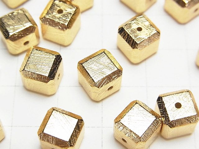 [Video]Meteorite (Muonionalusta) Cube 6mm,8mm,10mm Yellow Gold NO.1 1pc