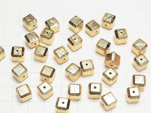 [Video]Meteorite (Muonionalusta) Cube 6mm,8mm,10mm Yellow Gold NO.1 1pc