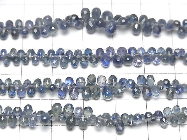 [Video]High Quality Blue Green Sapphire AAA- Drop Faceted Briolette half or 1strand beads (aprx.7inch/18cm)