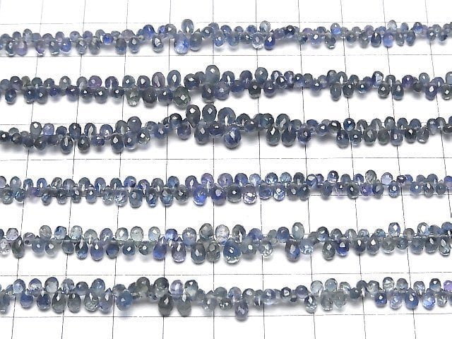 [Video]High Quality Blue Green Sapphire AAA- Drop Faceted Briolette half or 1strand beads (aprx.7inch/18cm)