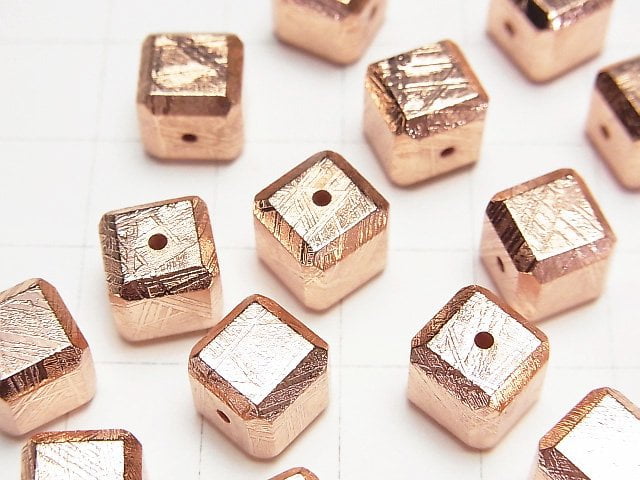 [Video]Meteorite (Muonionalusta) Cube 6mm,8mm,10mm Pink Gold NO.1 1pc