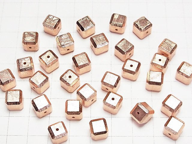 [Video]Meteorite (Muonionalusta) Cube 6mm,8mm,10mm Pink Gold NO.1 1pc